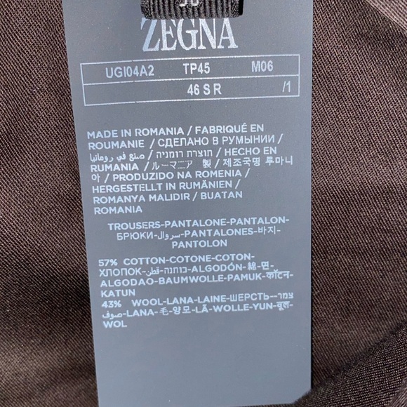 ZEGNA Brown Cotton-Wool Luxury Pants - Picture 6 of 6